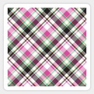 Cute Pink Green And Black Girly Tartan Plaid Sticker